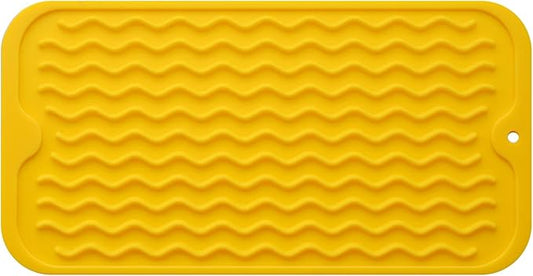 MicoYang Silicone Dish Drying Mat for Multiple Usage,Easy clean,Eco-friendly,Heat-resistant Silicone Mat for Kitchen Counter or Sink,Refrigerator or Drawer Liner Yellow S 12 inches x 6 inches