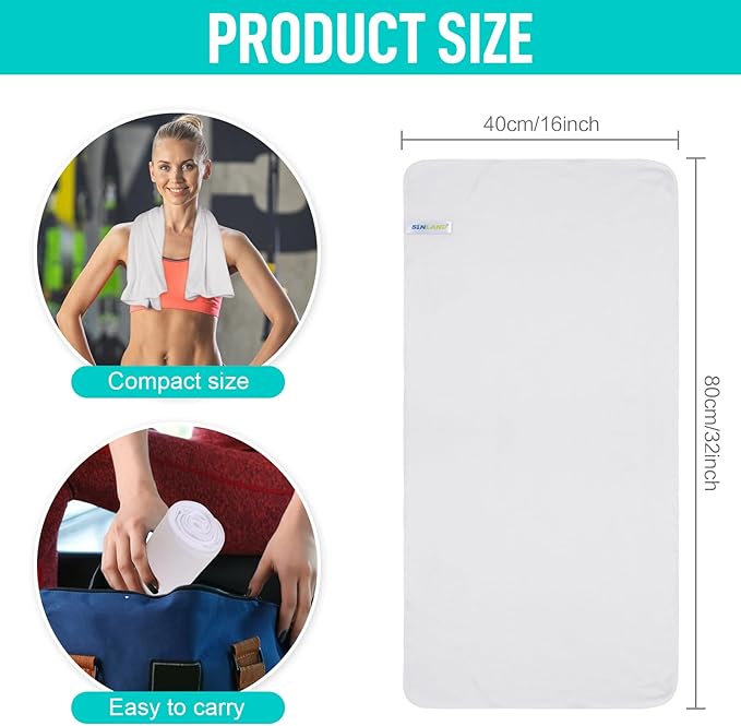 SINLAND Microfiber Gym Towels Super Absorbent Compact Travel Workout Towel Quick Dry Camping Sweat Towel for Sports Beach Swimming Backpacking Hiking and Yoga Men Women 16 Inch X 32 Inch