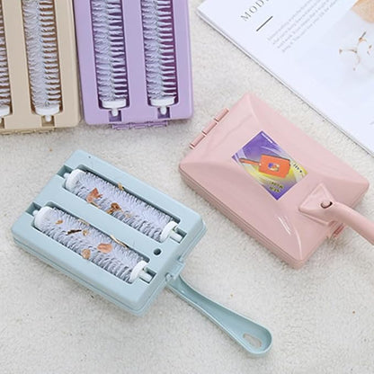 Carpet Debris Brush, Plastic Handheld Cleaning Brush Multi-Functional Handheld Double Roller Sofa Sweepers Carpet Cleaner Brush (Random)