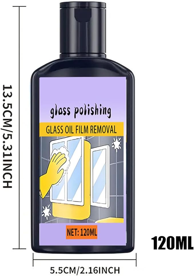 Shower Cleaner – 120ml Window Oil Film Cleaner with Sponge, Household Polishing Tool | Bathroom Limescale and Oil Film Remover with Powerful Cleaning Attributes, Ideal for Toilet