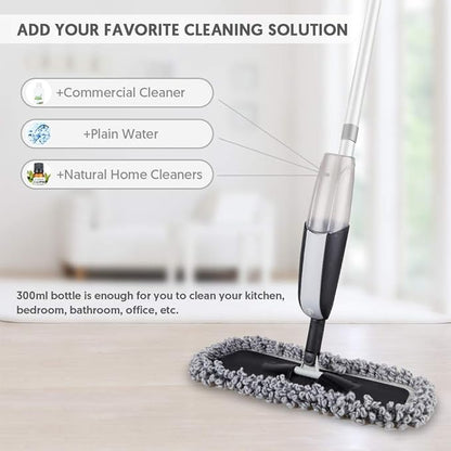 MANGOTIME Spray Mop for Floor Cleaning - Microfiber Dry Wet Floor Mop with 3 Washable Pads & 1 Refillable Bottle for Hardwood Laminate Tile Wood Vinyl Ceramic