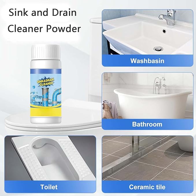 110g Powerful Sink and Drain Cleaner Powder, Pipeline Dredging Agent Powder Drain Cleaner, Multi-functional Fast-Acting Pipe Dredging Agent for Kitchen and Toilet Pipeline Unblocker (3pc)