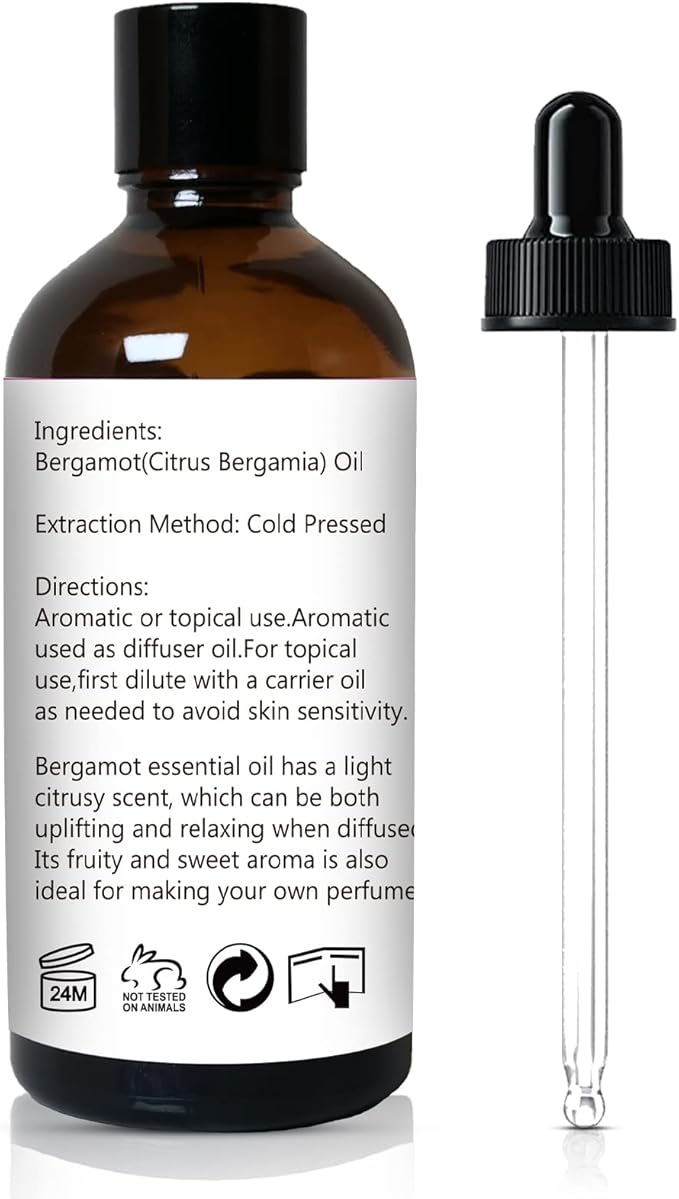 GM Gumili Pure Bergamot Essential Oil for Diffuser, 100% Pure Undiluted - 3.38 Fl Oz 100ml
