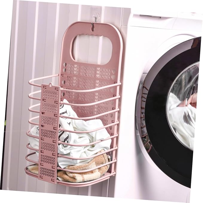 Mobestech 1pc Foldable Wall-mounted Multifunctional Basket Laundry Container Sundries Organizer for Home Storage Stylish Design Hollow View for Easy Access