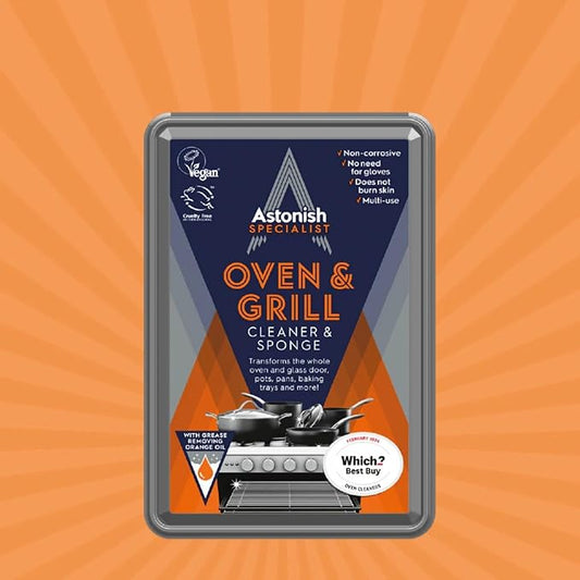 Astonish Specialist Oven & Grill Cleaner & Sponge, 250g – Heavy Duty Degreaser Paste with Orange Oil – Restores Shine to Ovens, Grills & Racks – No Harsh Chemicals, 3 Pack