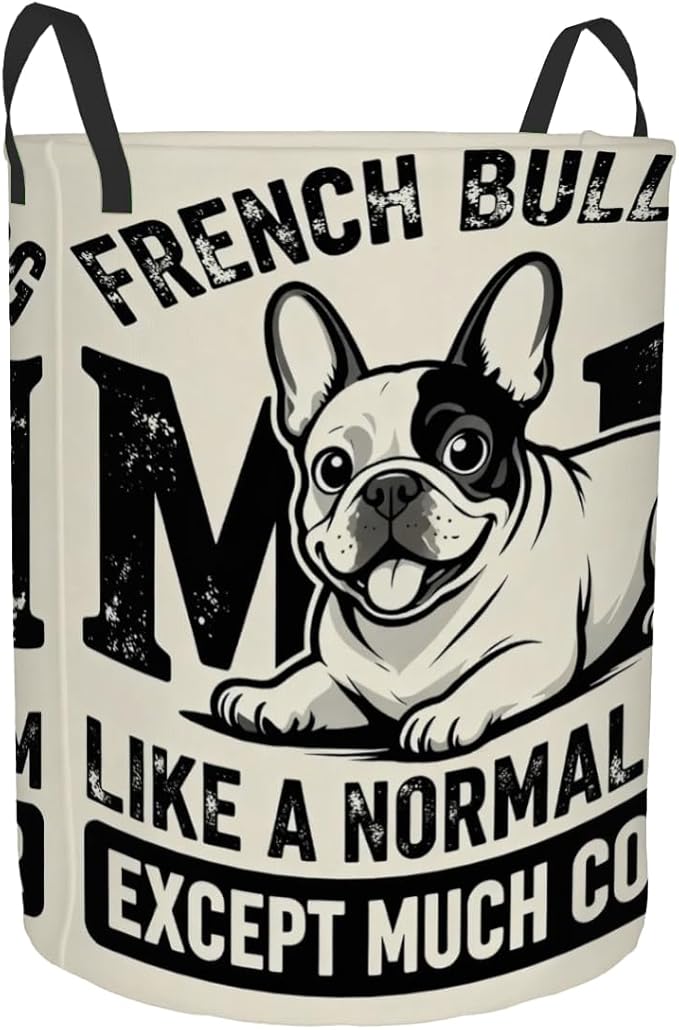 Kids Laundry Hamper Basket - Large Nursery Baby Hamper with Handle for Boys Girls Collapsible Clothes Baskets Organizer Toy Storage Bin Room Decor(Cute Bulldog)