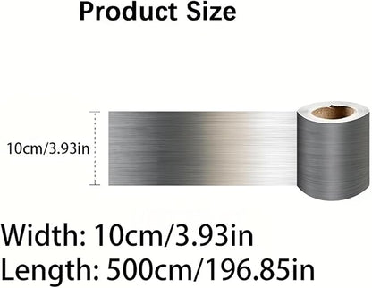 Metallic Stripe Wallpaper Border 196x4 Inch Peel and Stick Wall Border Silver Grey Brushed Metal Pattern Removable Vinyl Wall Trim for Kitchen Bathroom Living Room Office Decor