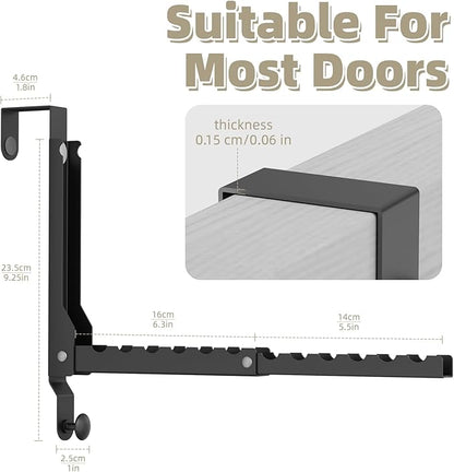 BAKON Over The Door Hangers, Over Door Hooks for Hanging, Small Space Dual Folding Portable Over Door Clothes Hanger for Clothes, Hats, Bags and Towels. (1, Black(Update))