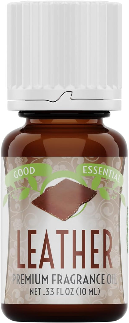 Good Essential Professional Leather Fragrance Oil, 0.33 Fluid Ounces - Leather Scent for Candle Warmers, Wax Melts, and Diffusers