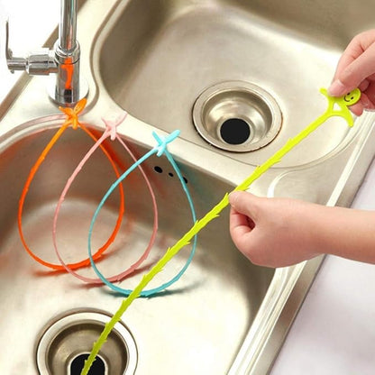 Generic Practical S Cleaner Kitchen Bathroom Floor Drain Sewer Dredge Sink Cleaning Sticks Hook Hair Removal Pipe Cleaner Hook Toilet Bathtub Cleaning Brush Hair Catcher Pink, Silver