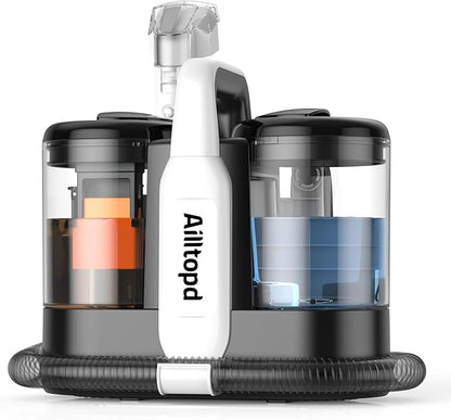 Upholstery Cleaner Machine, 15Kpa Portable Carpet & Upholstery Spot Cleaner Machine, Deep Stain Cleaning for Carpet, Pets, Stairs, Car Seat, Couch, with Dual Size BrushHead and Cleaning Solutions