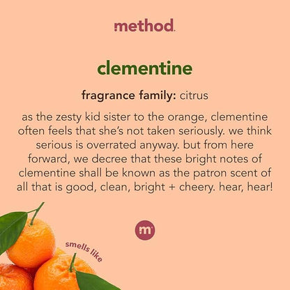 Method Gel Dish Soap, Clementine Scent, Tough on Grease & Stuck-on Food, Cruelty Free Formula, Made with Recycled Plastic, 18 Fl Oz