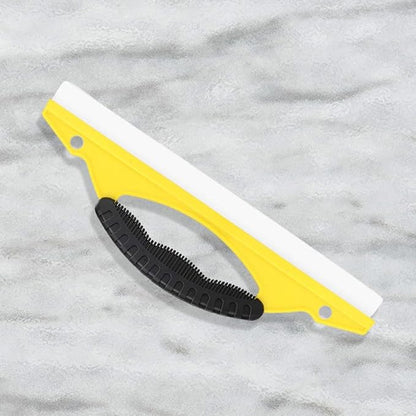 NUOBESTY 2pcs Soft Rubber Window Squeegee with Ergonomic Handle, Small Bow-Shaped Shower Glass and Mirror Cleaner for Bathroom and Car Paint Surfaces, Yellow