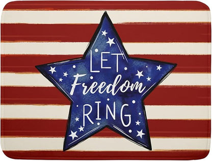 Patriotic Watercolor Stars Stripes Dish Drying Pad 18 x 24 Inch With Absorbent Reversible Microfiber 4th of July Memorial Day Drying Mats Dish Drainer Mat Fast Dry For Kitchen Dining Room