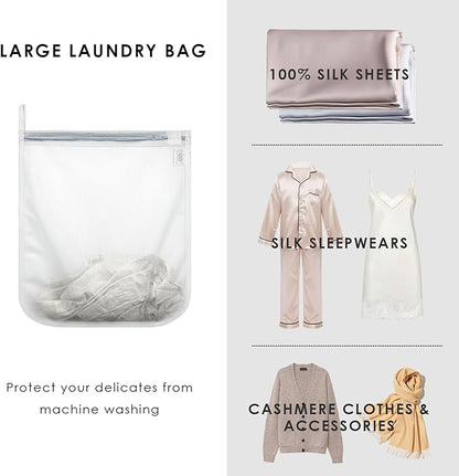 PROMEED Reusable Mesh Laundry Bag for Delicates, Large Size Wash Bag for Mulberry Silk Pillowcase Fitted Sheet Flat Sheet,1Pc Washing Machine Wash Bags for Shirt,Blouse,Underwear,Baby Clothes(20"x24")