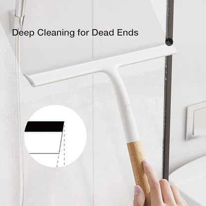 Silicone Shower Squeegee for Glass & Doors, Diveotree Multi-Purpose Squeegee for Bathroom Shower/Windows/Glass/Door, Heavy Duty Scrubber for Car Windshield Cleaning (White, 2pack)