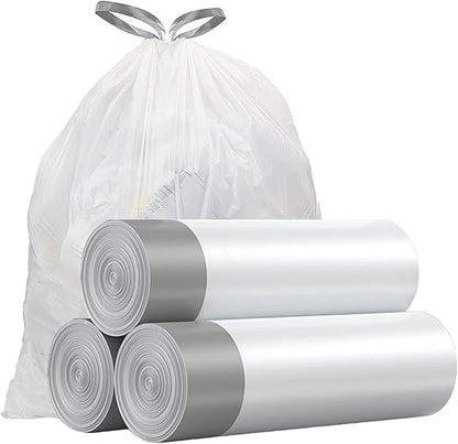 Small Trash Bags 4 Gallon - Drawstring 4 Gallon Trash Bag, Individual Unscented Small Garbage Bags, White 4 Gal Trash Can Liners Bathroom Trash Bags, 57 Count