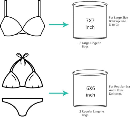 BAGAIL Laundry Bags Mesh Wash Bag for Intimates Lingerie and Delicates,4Pcs(Bra Wash Bag,6×6inch+7×7inch)