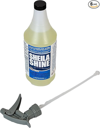 Sheila Shine Stainless Steel Polish & Cleaner, Protects Appliances from Fingerprints and Grease Marks | Residue & Streak Free | 6 x 32 oz Spray Bottle