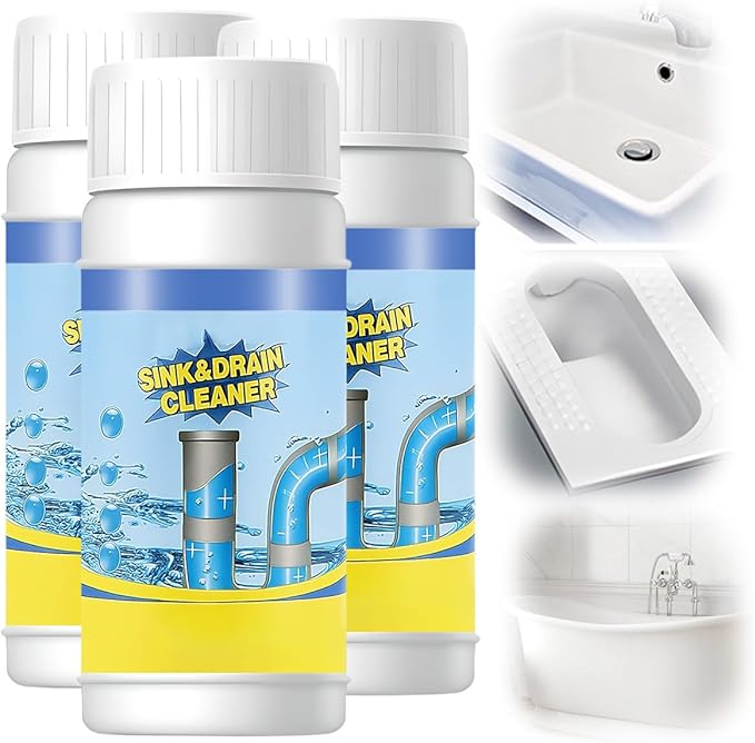 2026 Upgraded Sink and Drain Cleaner, Pipeline Dredging Agent, Sink and Drain Cleaner Powder, Multi-functional Fast-Acting Pipe Dredging Agent for Kitchen and Toilet Pipeline (3 PCS)