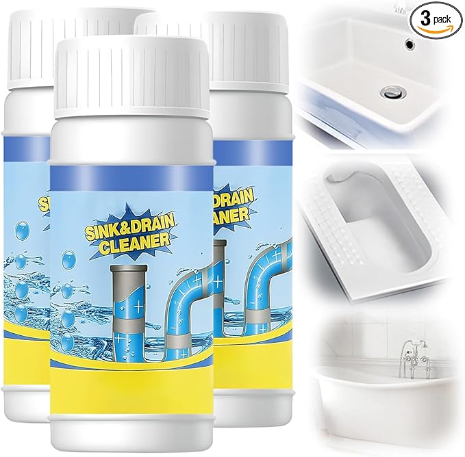 Sink and Drain Cleaner, Pipeline Dredging Agent, Sink and Drain Cleaner Powder, Multi-functional Fast-Acting Pipe Dredging Agent for Kitchen and Toilet Pipeline (3pcs)