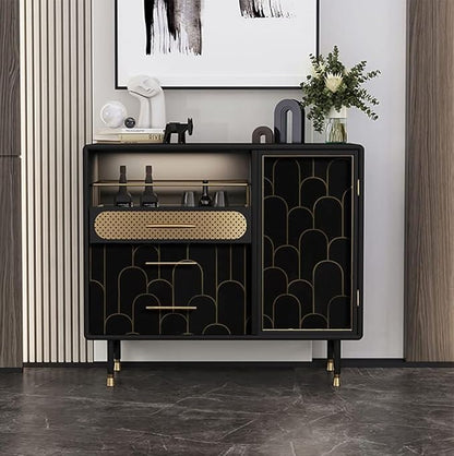 Yasinet Peel and Stick Wallpaper Black and Gold Wallpaper Modern Geometric Contact Paper for Bedroom Black Removable Self Adhesive Waterproof Wall Paper for Bathroom cabinets Vinyl 17.3”x393.7”