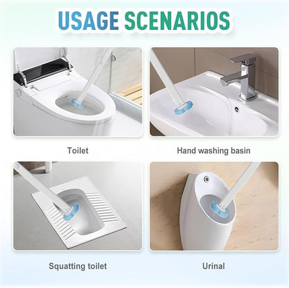 Disposable Toilet Cleaning System: Toilet Brush & Holder Kit with 18PCS Pre-Soaked Cleaner Wall-Mount Scrubbing Toilet Brush Bathroom Cleaning Kit (White)