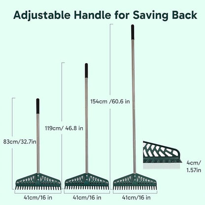 Artificial Grass Rake Innovative Double Sided Turf Rake, 60-Inch Adjustable Handle for Cleaning and Fluffing Artificial Turf, Lawns, Carpets, Patios – Removes Leaves, Pet Hair & Debris
