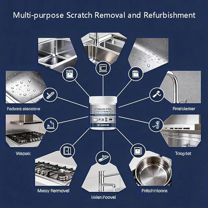 Stainless Steel Scratch Remover Kit, 100g/3.530z Rust Remover for Metal, Multi-purpose Powerful Rust Remover, Easy to Sprays, For Oven, Appliances, Sink, Cookware (2PCS)