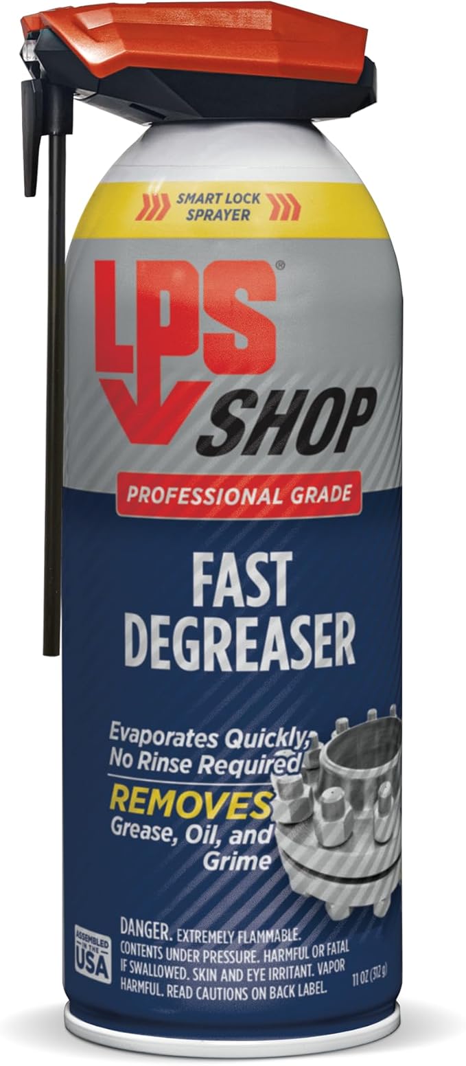 LPS Shop Fast Degreaser, Removes Grease, Oil & Grime, Fast-Acting Solvent for Degreasing Parts and Equipments, Evaporates Quickly, No Rinse Necessary