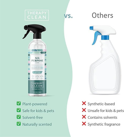 Therapy Clean All Purpose Cleaning Spray - Sea Salt & Eucalyptus 24 fl. oz (Pack of 3) - 100% Natural Scent, Kitchen Surface Counter, Surface Cleaner, Non Toxic All Purpose Cleaner Spray