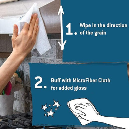 Tub O Towels Stainless Steel Appliance Cleaning Wipes - Clean, Polish, and Protect, 40-7” x 8” Wipes Per Tub, 2-Pack, White