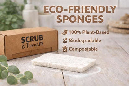 Scrub & Throw Lite, Cellulose Sponges (15-Pack), Eco-Friendly, All-Purpose Household Natural Cellulose Sponges, for Dishes, Cleaning, Biodegradable, Non-Scratch