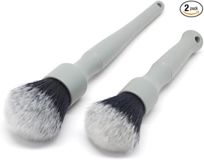 Detail Factory - Synthetic Detailing Brush Set - Ultra-Soft Interior Car Cleaning Brushes for, Screens, Emblems, & Tight Spaces - Gray