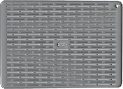 ME.FAN Silicone Dish Drying Mat for Kitchen Counter, Dish Drying Pad for Sink, Refrigerator or Drawer, Countertop Protection Pad XL - 23''×17'' - Grey