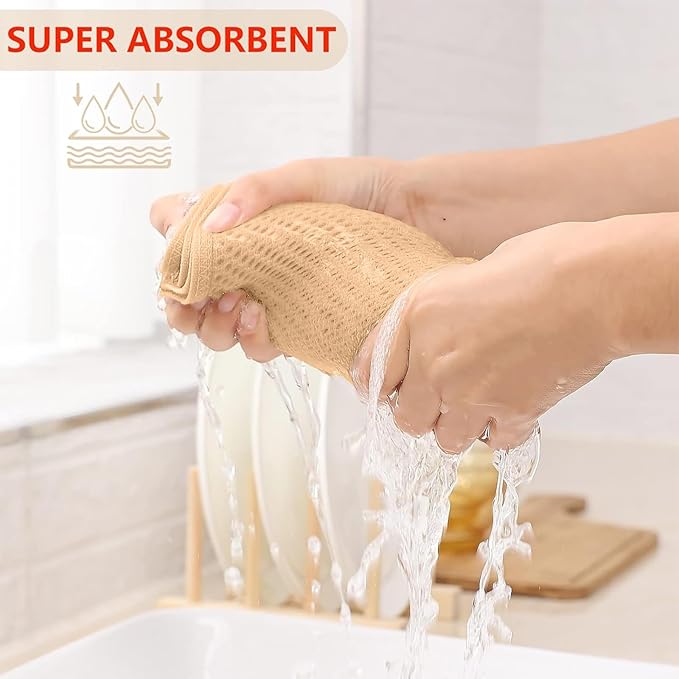 Kitinjoy 100% Cotton Waffle Weave Kitchen Hand Towels (13 X 28 Inches, Apricot), 4-Pack Super Soft and Absorbent Dish Towel for Drying Dishes