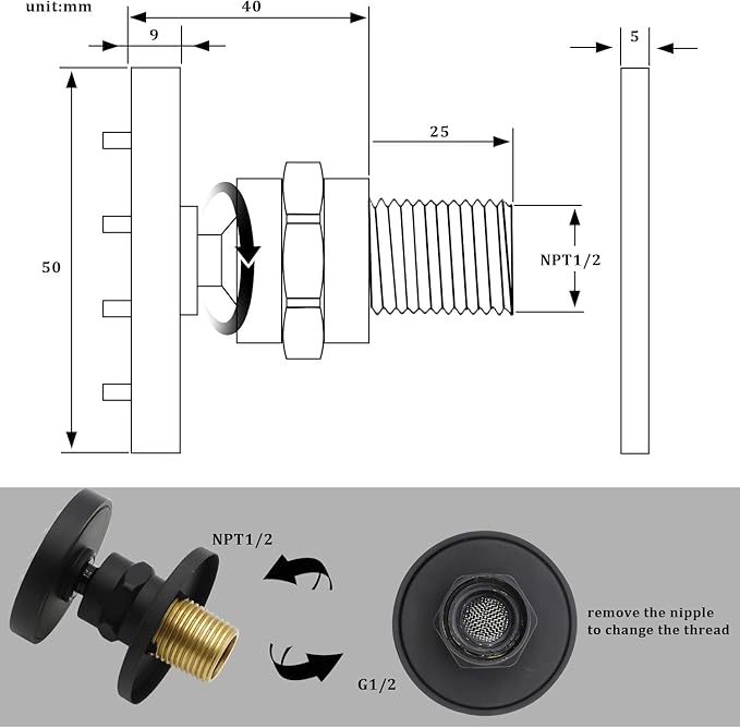 HOMEDEC 2inch Round Brass Showerhead Shower Jet Massage Spa Body Sprays Wall Mount, 4pcs, Matte Balck