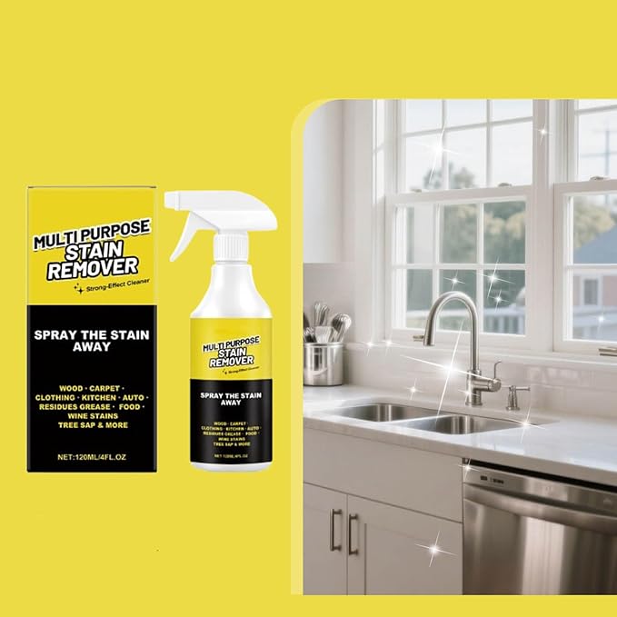 Multi Purpose Stain Remover, A powerful cleaner for kitchens, Kitchen Multi-purpose Foam Cleaner Spray, Fast Acting Cleaner for Kitchen Countertops, Floors, Toilets, Cars (2, 120ML)