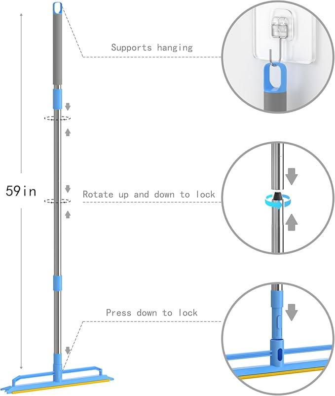 Double-Sided Carpet Rake – Long Handle Pet Hair Removal Tool for Carpets, Furniture & Car Interiors, Adjustable & Durable Stainless Steel Hair Remover Sweeper