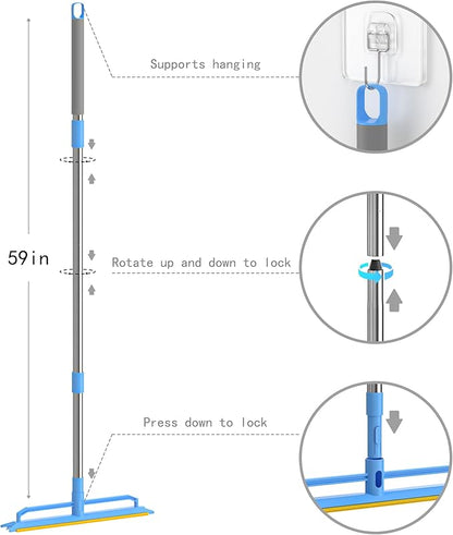 Double-Sided Carpet Rake – Long Handle Pet Hair Removal Tool for Carpets, Furniture & Car Interiors, Adjustable & Durable Stainless Steel Hair Remover Sweeper