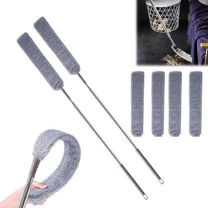 2PCS Retractable Gap Dust Cleaner, Microfiber Hand Duster, Under Fridge & Appliance Duster, Telescopic Dust Brush for Wet and Dry, Cleaning Tools for Home Bedroom Kitchen (2PCS)