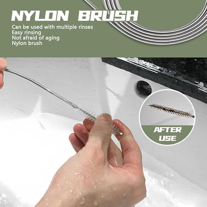 Long Wire Brush, 155CM Stainless Steel Pipe Cleaners Brush, Flexible Auto Sunroof Drain Cleaning Tool, Universal Slim Hose Pipe Brush Cleaner for Sewers, Feeding Tube, Sink, Refrigerator Drain