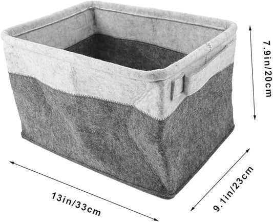 DECHOUS Folding Felt Storage Basket Handles Multifunctional Laundry Hamper Dirty Clothes Organizer Woven Storage Bin for Bedroom and Home Use