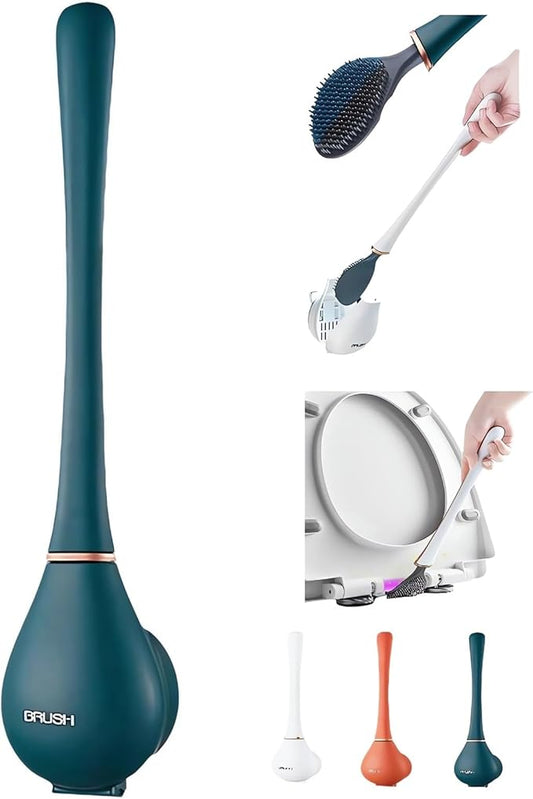 Modern Flexible Silicone Toilet Caspa for Home 2025 Silicone Toilet Wand Bowl Brush and Holder Cleaning Set Wall Mounted Rubber Bathroom Toilet Scrubber Bowl Cleaner Brushes with Dispenser (Green)
