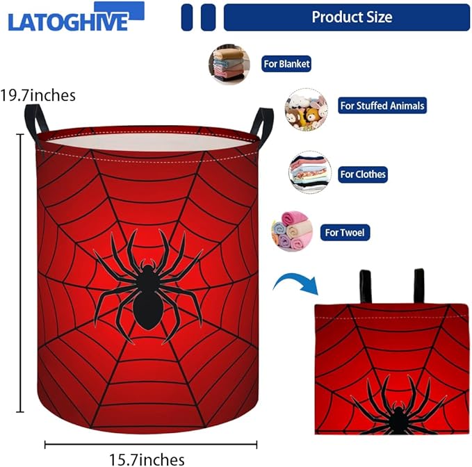 Baby Laundry Hamper kids laundry Basket Waterproof Laundry Bag for Bedroom Toy Clothes Organizer Room Décor(Spider Web)