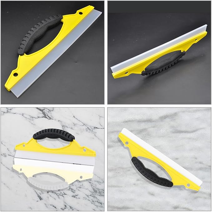 NUOBESTY 2pcs Soft Rubber Window Squeegee with Ergonomic Handle, Small Bow-Shaped Shower Glass and Mirror Cleaner for Bathroom and Car Paint Surfaces, Yellow