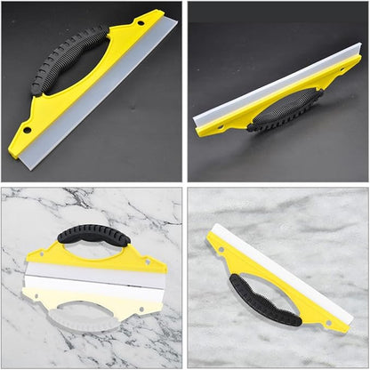 NUOBESTY 2pcs Soft Rubber Window Squeegee with Ergonomic Handle, Small Bow-Shaped Shower Glass and Mirror Cleaner for Bathroom and Car Paint Surfaces, Yellow