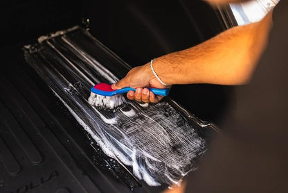 Detail Factory - ProGrip Interior Scrub Brush - Soft Bristles - Rubber Grip for Maximum Stability and Comfort - Curved Head Profile for Better Clearance - Octane Underglow