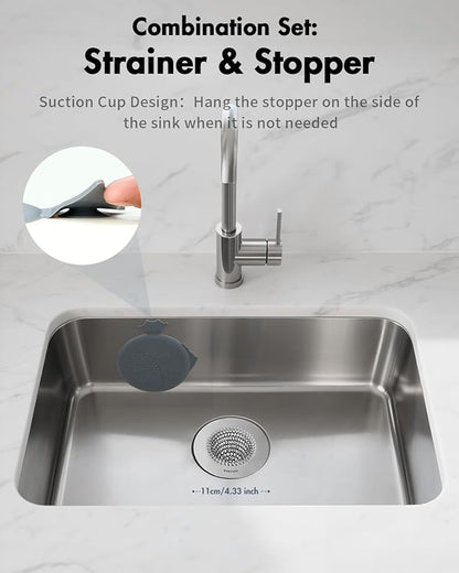 Sink Strainer with Stopper, Wokdada Revolutionary Clog-Free Food Catcher for Garbage Disposal