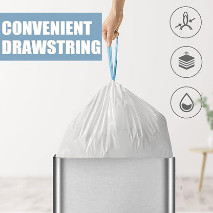 Small Trash Bags 4 Gallon - 150 Count Drawstring 4 Gallon Trash Bag, Tear-Free 4 Gal Small Garbage Bags for Office Bedroom Bathroom Trash Bags, Unscented White 4 Gal Trash Can Liners
